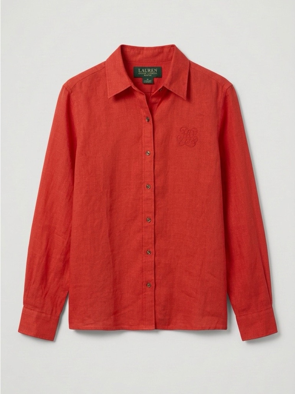 Lauren Ralph Lauren Orange-Red Long Sleeve Button-Down Shirt